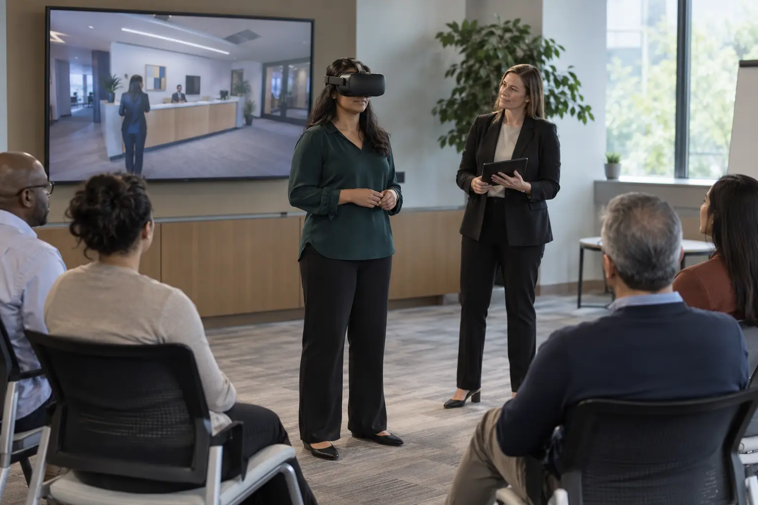 Workplace violence prevention VR training session